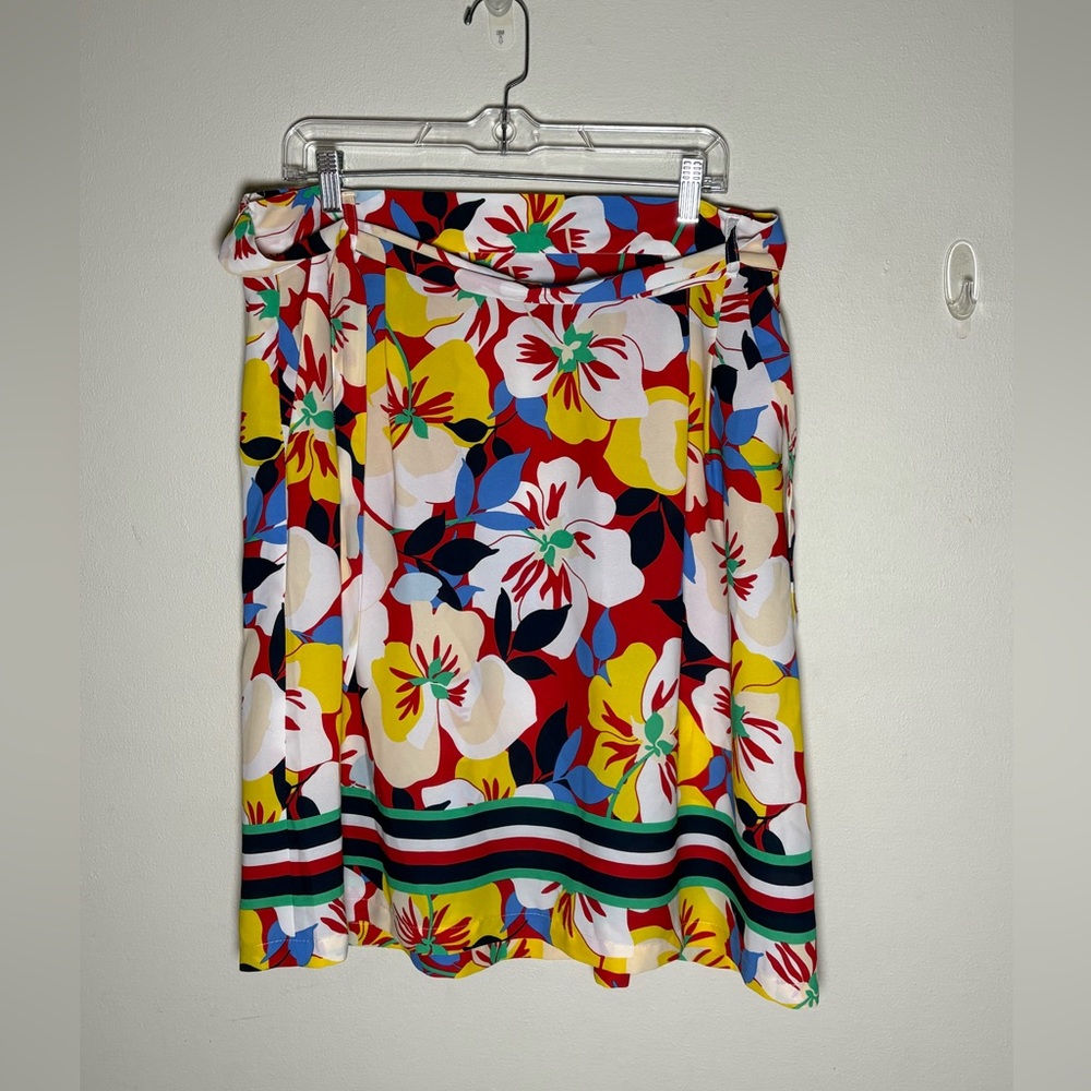 Tommy Hilfiger Floral Hawaiian Midi Skirt Red Yellow Summer Spring Size XL